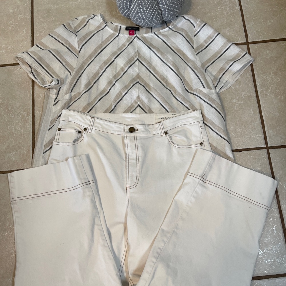 Women’ shirt and pants set Vince Camino size L shirt pants 31/12 . Very classy